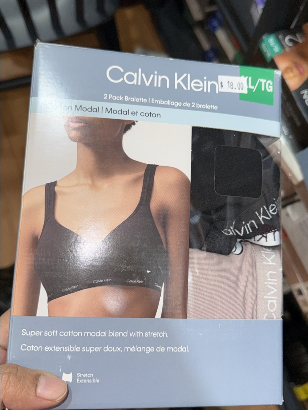 Calvin Klein 2-Pack Modal Bralettes — Black & Beige